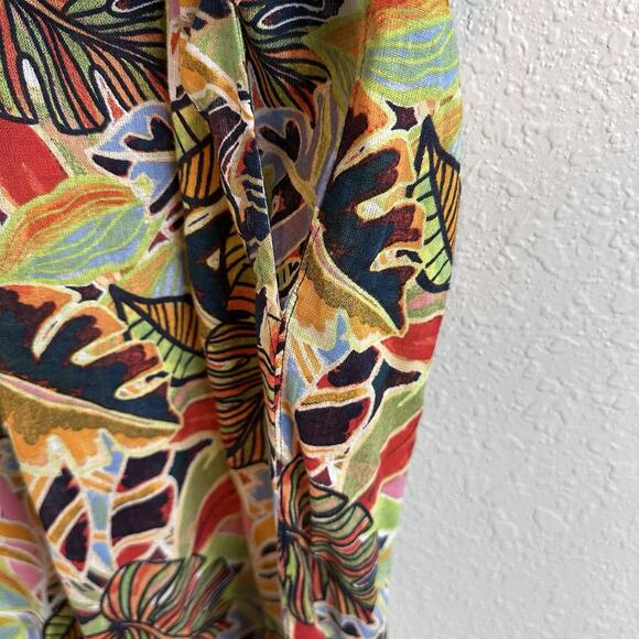 NWT C&C California Dress Small Orange Floral Linen Tropical Vacation Beach - Picture 7 of 11